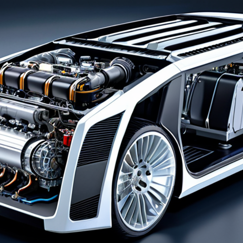 Evolution of Automotive Engineering**
A professional, highly detailed cutaway view of a sophisticated modern vehicle powertrain. The image showcases the intricate mechanical components of a compact, efficient internal combustion engine, alongside an advanced electric motor and an integrated, high-density battery pack. The setting is a pristine, high-tech automotive engineering laboratory, with clean surfaces and subtle technical schematics in the background. The lighting highlights the precision engineering and innovative design. Perfect anatomy, correct proportions, natural pose, well-formed components, proper engineering, natural body proportions (applied to mechanical integrity), UHD, cinematic quality, high resolution, professional photography, safe for work, appropriate content, fully clothed (for any potential, incidental human presence, although the focus is on machinery), professional.

**