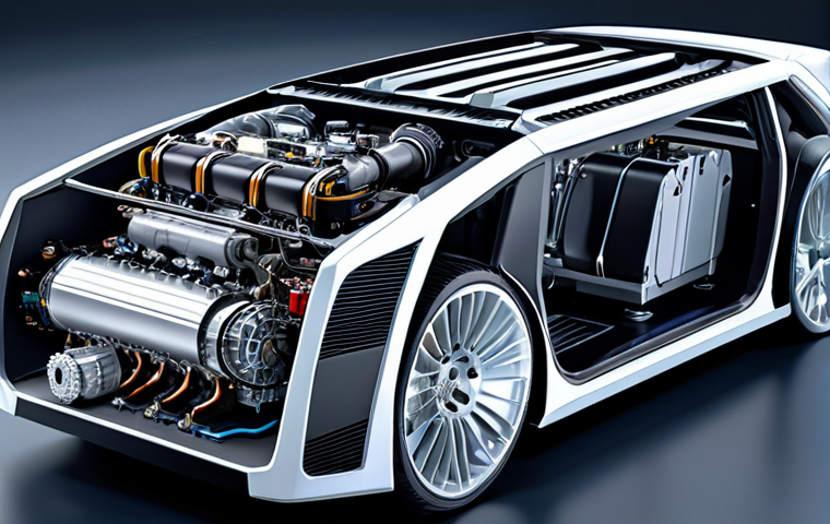 Evolution of Automotive Engineering**
A professional, highly detailed cutaway view of a sophisticated modern vehicle powertrain. The image showcases the intricate mechanical components of a compact, efficient internal combustion engine, alongside an advanced electric motor and an integrated, high-density battery pack. The setting is a pristine, high-tech automotive engineering laboratory, with clean surfaces and subtle technical schematics in the background. The lighting highlights the precision engineering and innovative design. Perfect anatomy, correct proportions, natural pose, well-formed components, proper engineering, natural body proportions (applied to mechanical integrity), UHD, cinematic quality, high resolution, professional photography, safe for work, appropriate content, fully clothed (for any potential, incidental human presence, although the focus is on machinery), professional.

**