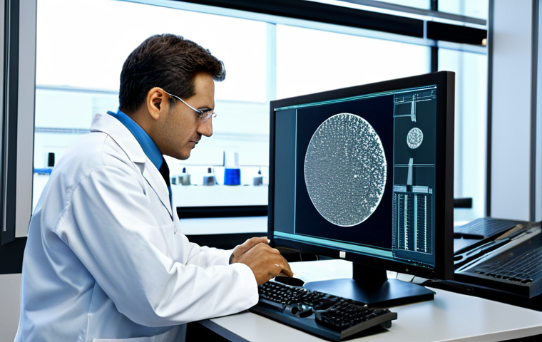 **

"A metallurgist in a clean lab environment, examining a microscopic image of steel on a computer screen, wearing professional attire, fully clothed, safe for work, appropriate content, professional, perfect anatomy, correct proportions, natural pose, high resolution image, studying grain boundaries, scientific instruments visible in the background."

**
