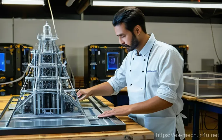 기계공학 3D프린팅기계설계 - **Prompt 1: The Evolution of Engineering Design with 3D Printing**
    A dynamic, visually split sce...