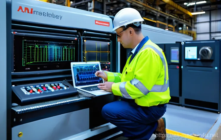 기계공학 진동해석기술 - **Prompt 1: The Machine's Whisper - Early Detection in an Industrial Setting**
    A close-up, highl...