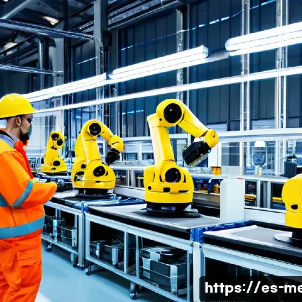 기계공학 전기기계시스템 - A modern industrial production line featuring advanced collaborative robots (cobots) working alongsi...