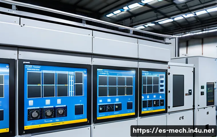 기계공학 소음제어 - A detailed industrial machinery control room scene in a modern Spanish factory, showing acoustic foa...