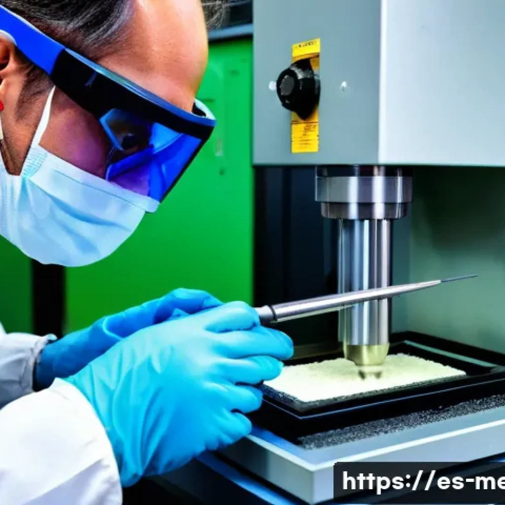 기계공학 저온재료 - A detailed close-up of advanced cryogenic steel alloys being tested in a high-tech laboratory settin...