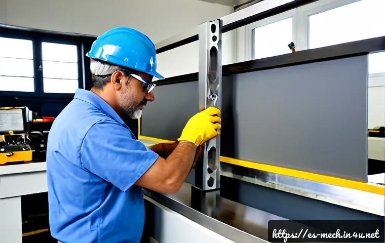 기계공학 구조용재료 - Photorealistic mechanical engineering laboratory in Spain, a middle-aged engineer wearing safety gla...